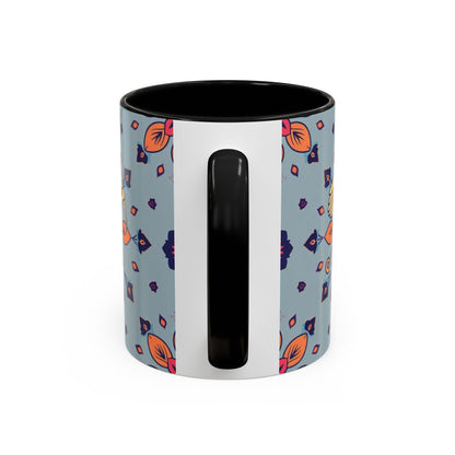 Accent Coffee Mug, Sagittarius, Zodiac v3. Flower Pattern, (11, 15oz)