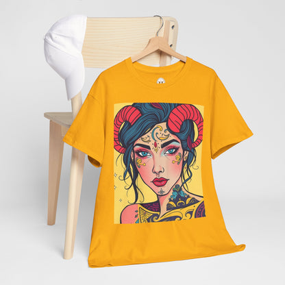 Unisex Heavy Cotton T-Shirt, Aries, Zodiac, Sexy Art