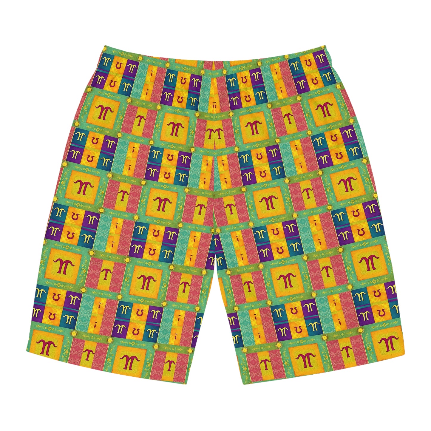Men's Board Shorts, (AOP), Aquarius, Zodiac v2, Shape Pattern