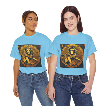 Unisex Heavy Cotton T-Shirt, Gold Lion v1, Leo Zodiac Design