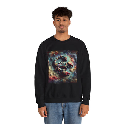 Unisex Heavy Blend™ Crewneck Sweatshirt, Trippy Mist Scorpion, Scorpio Zodiac Design