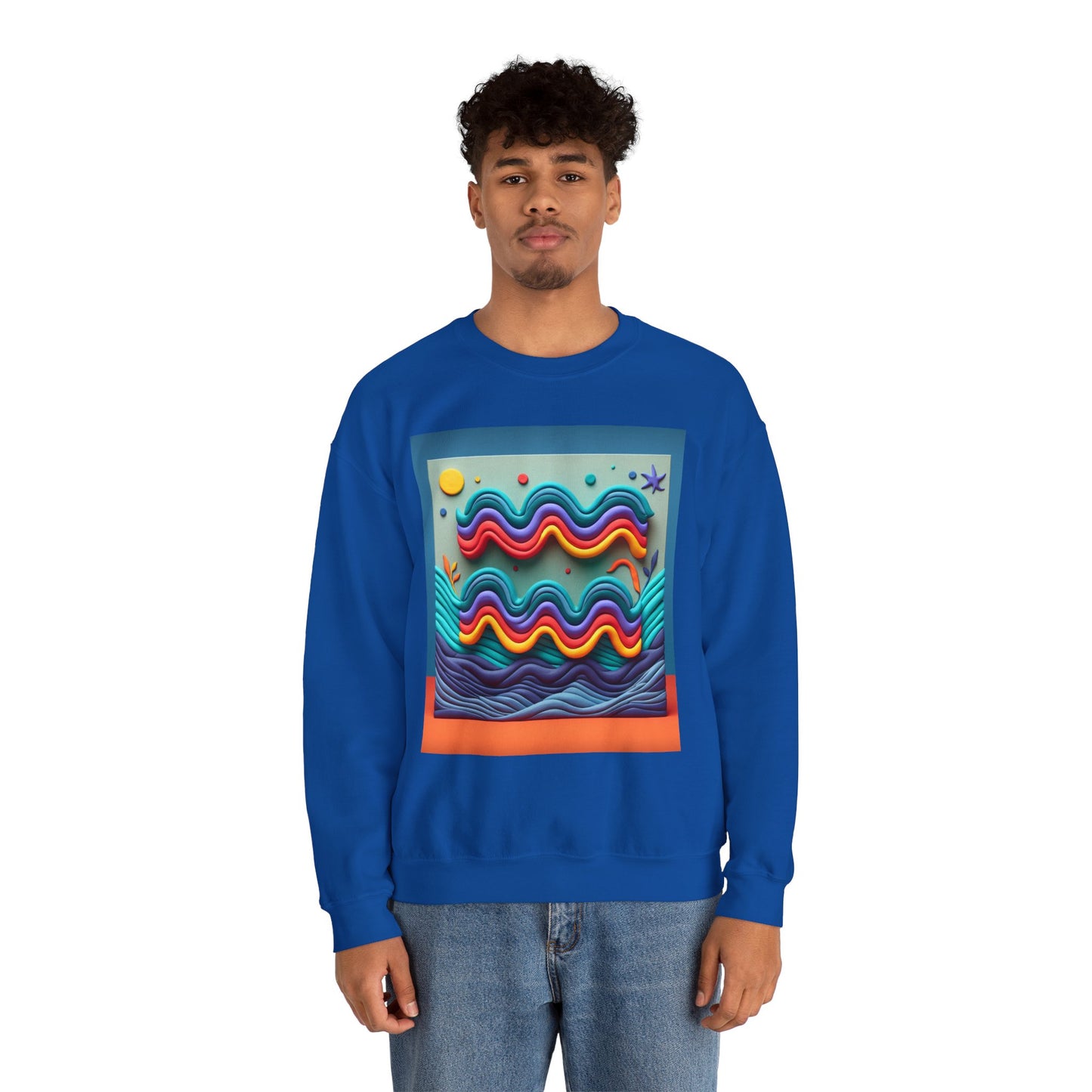 Unisex Heavy Blend™ Crewneck Sweatshirt, Water Painting, Aquarius Zodiac Design