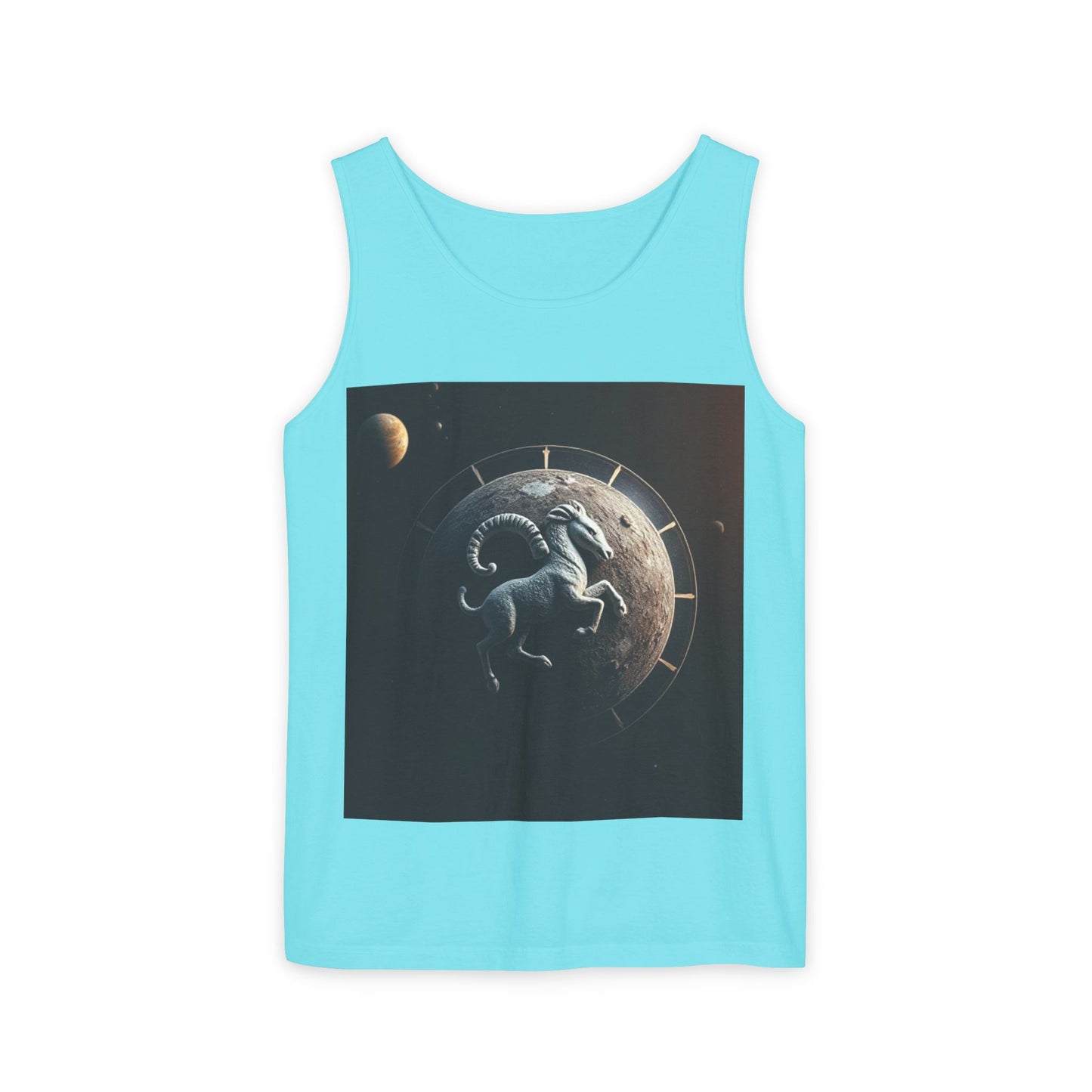 Unisex Garment-Dyed, Tank Top, Aries Design, Planet Animal, 100% Ringspun US cotton