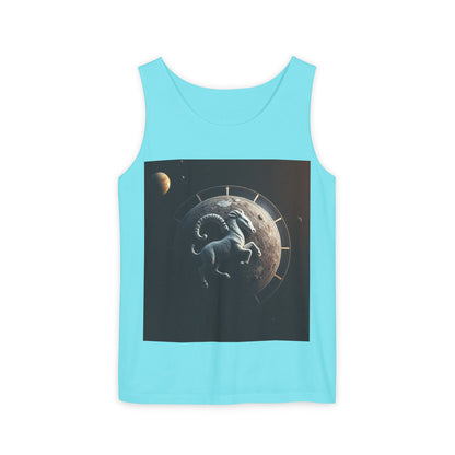 Unisex Garment-Dyed, Tank Top, Aries Design, Planet Animal, 100% Ringspun US cotton