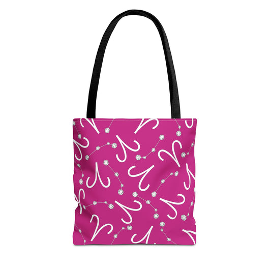 Tote Bag, Aries Zodiac Sign, AOP, (Pink, White)
