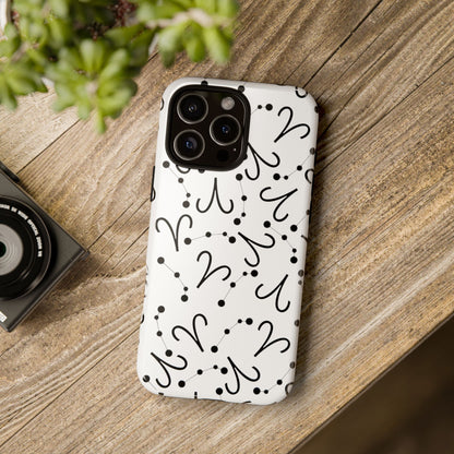Tough Cases with the Aries Zodiac sign for iPhone, Samsung Galaxy, and Google Pixel devices