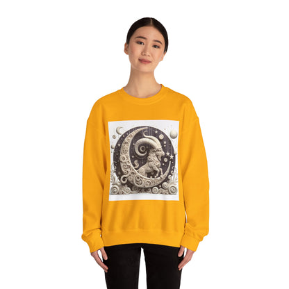 Unisex Heavy Blend™ Crewneck Sweatshirt, Stone Moon, Capricorn Zodiac Design