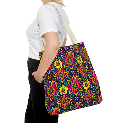 Tote Bag, (AOP), Capricorn, Zodiac, Flower Pattern