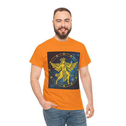 Unisex Heavy Cotton T-Shirt, Twin Angel v3, Gemini Zodiac Design