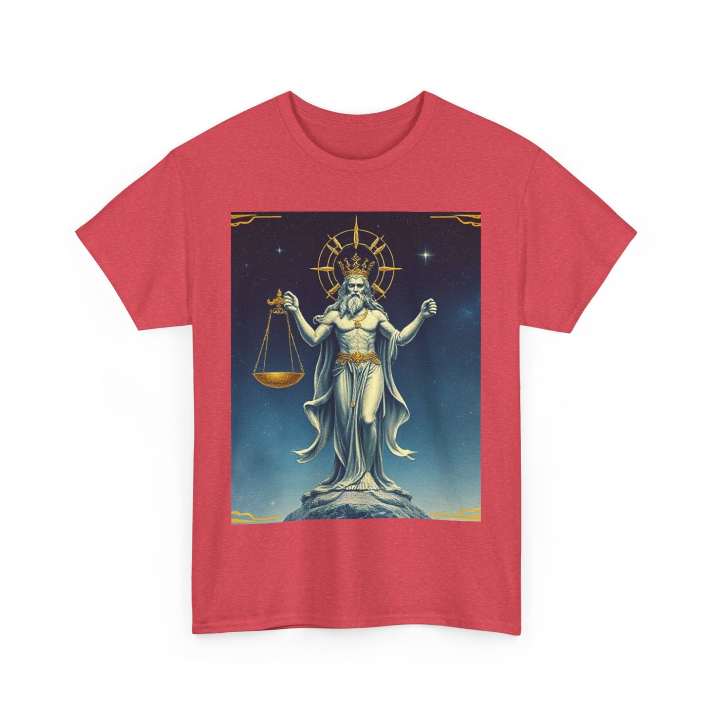 Unisex Heavy Cotton T-Shirt Space v2, Libra God, Zodiac Design