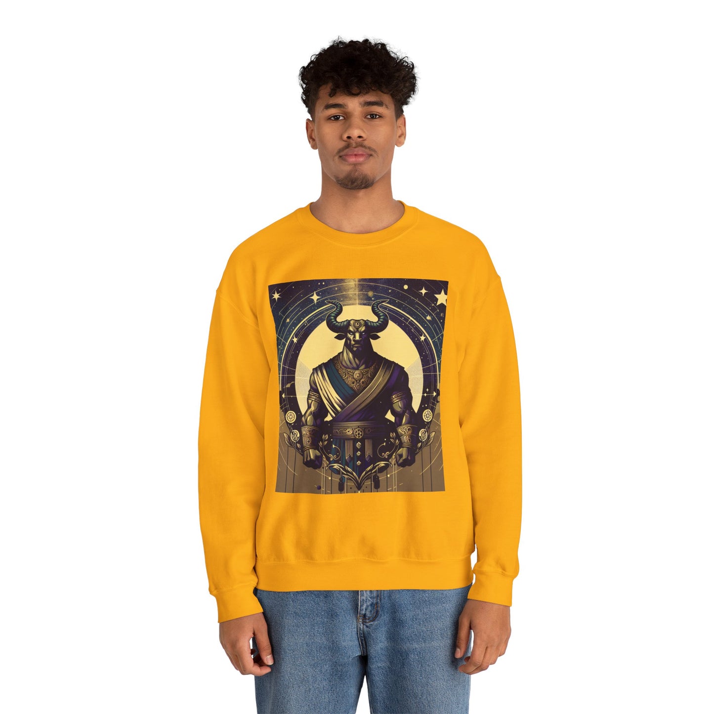 Unisex Heavy Blend™ Crewneck Sweatshirt, Minotaur, Taurus Zodiac Design