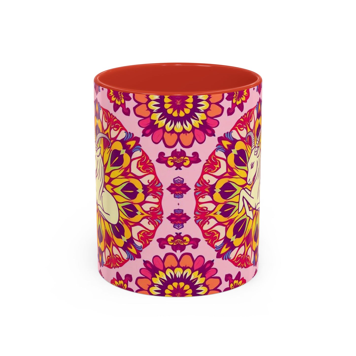 Accent Coffee Mug, Capricorn, Zodiac v3, Flower Pattern, (11, 15oz)