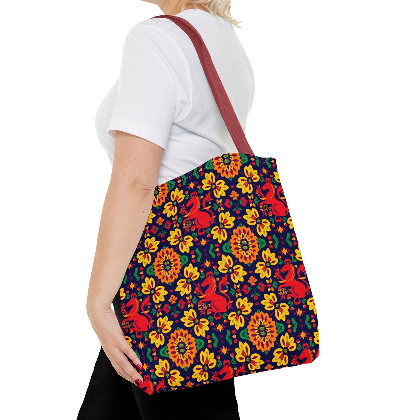 Tote Bag, (AOP), Virgo, Zodiac v4, Flower Pattern