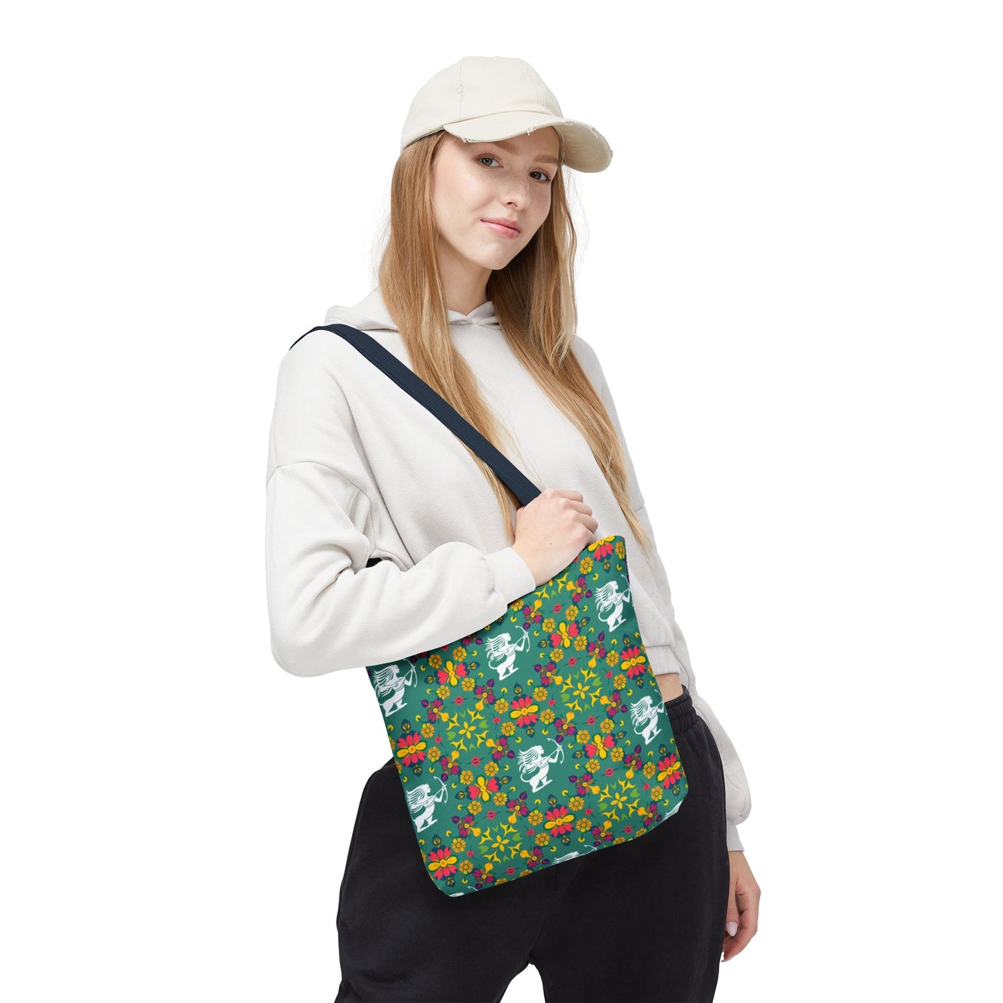Tote Bag, (AOP), Sagittarius, Zodiac v6, Flower Pattern