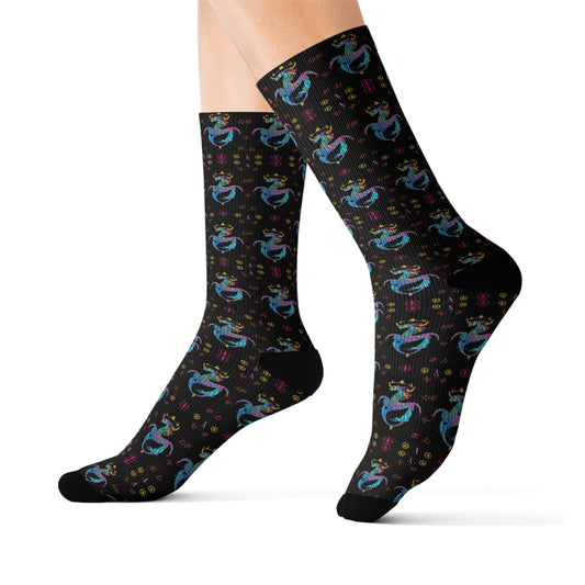 Sublimation Socks, Aquarius, Zodiac v3, Jewel Pattern