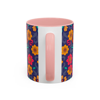 Accent Coffee Mug, Taurus, Zodiac. Flower Pattern, (11, 15oz)