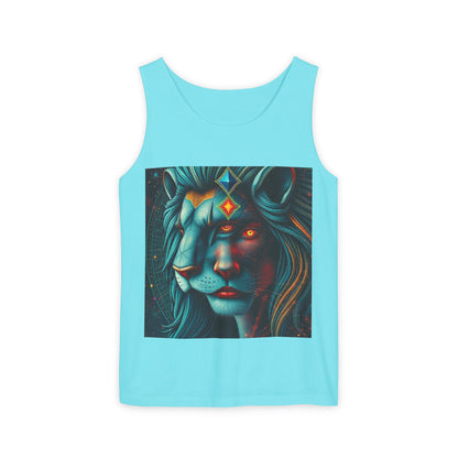Unisex Garment-Dyed, Tank Top, Leo, Pop Art, 100% US cotton