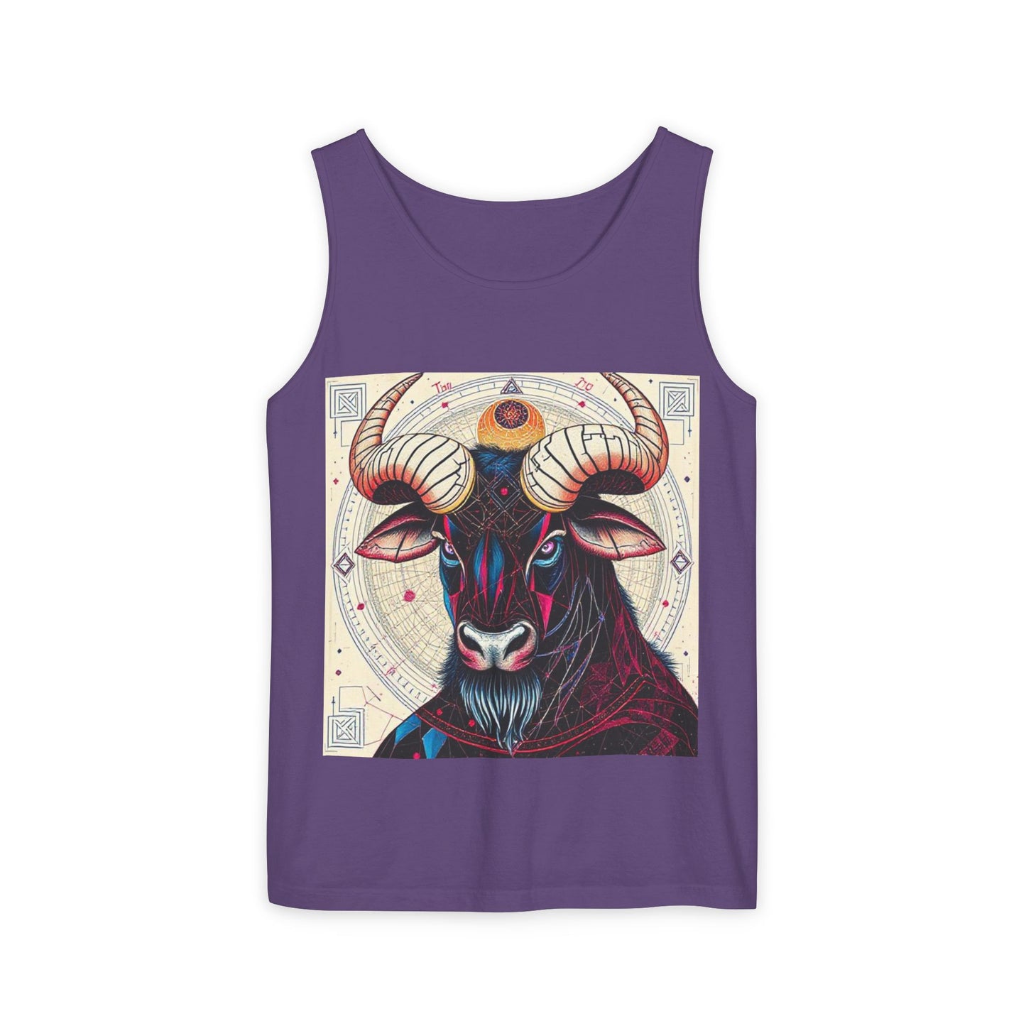 Unisex Garment-Dyed, Tank Top, Taurus Design, Pop Art, 100% US cotton