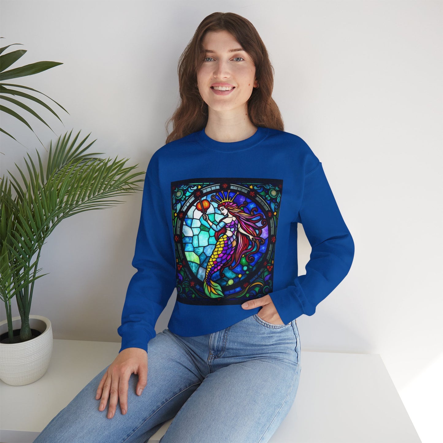 Unisex Heavy Blend™ Crewneck Sweatshirt, Glass, Aquarius Zodiac Design