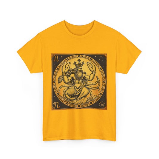 Unisex Heavy Cotton T-Shirt, Crab King v1, Cancer Zodiac Design