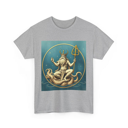 Unisex Heavy Cotton T-Shirt, Aquarius God 2v, Zodiac Design