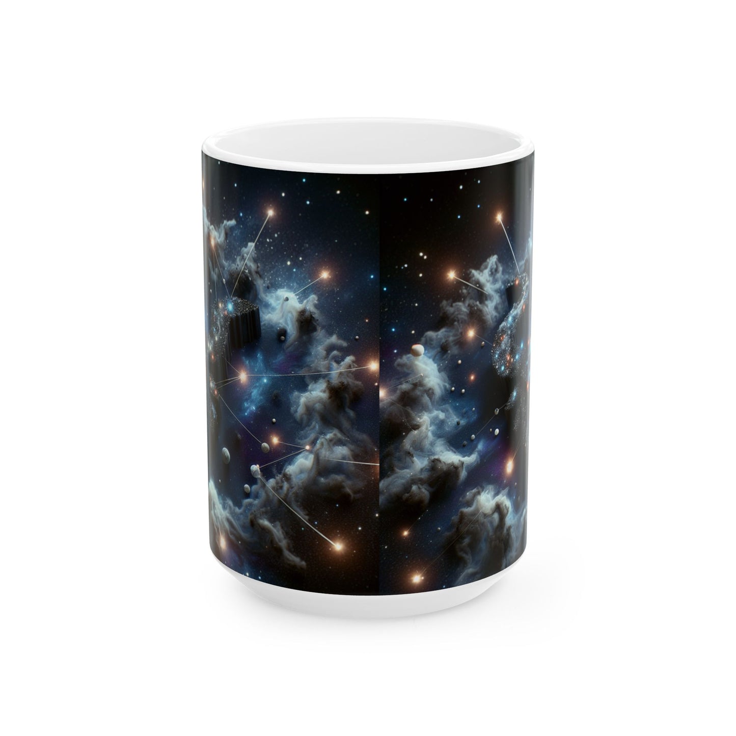 Ceramic Mug, (11oz, 15oz), Ceramic Coffee Mug, Space Bull, Smokey, Taurus Zodiac Design