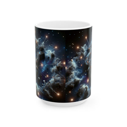 Ceramic Mug, (11oz, 15oz), Ceramic Coffee Mug, Space Bull, Smokey, Taurus Zodiac Design