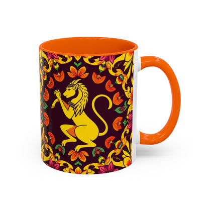 Accent Coffee Mug, Virgo, Zodiac v1. Flower Pattern, (11, 15oz)