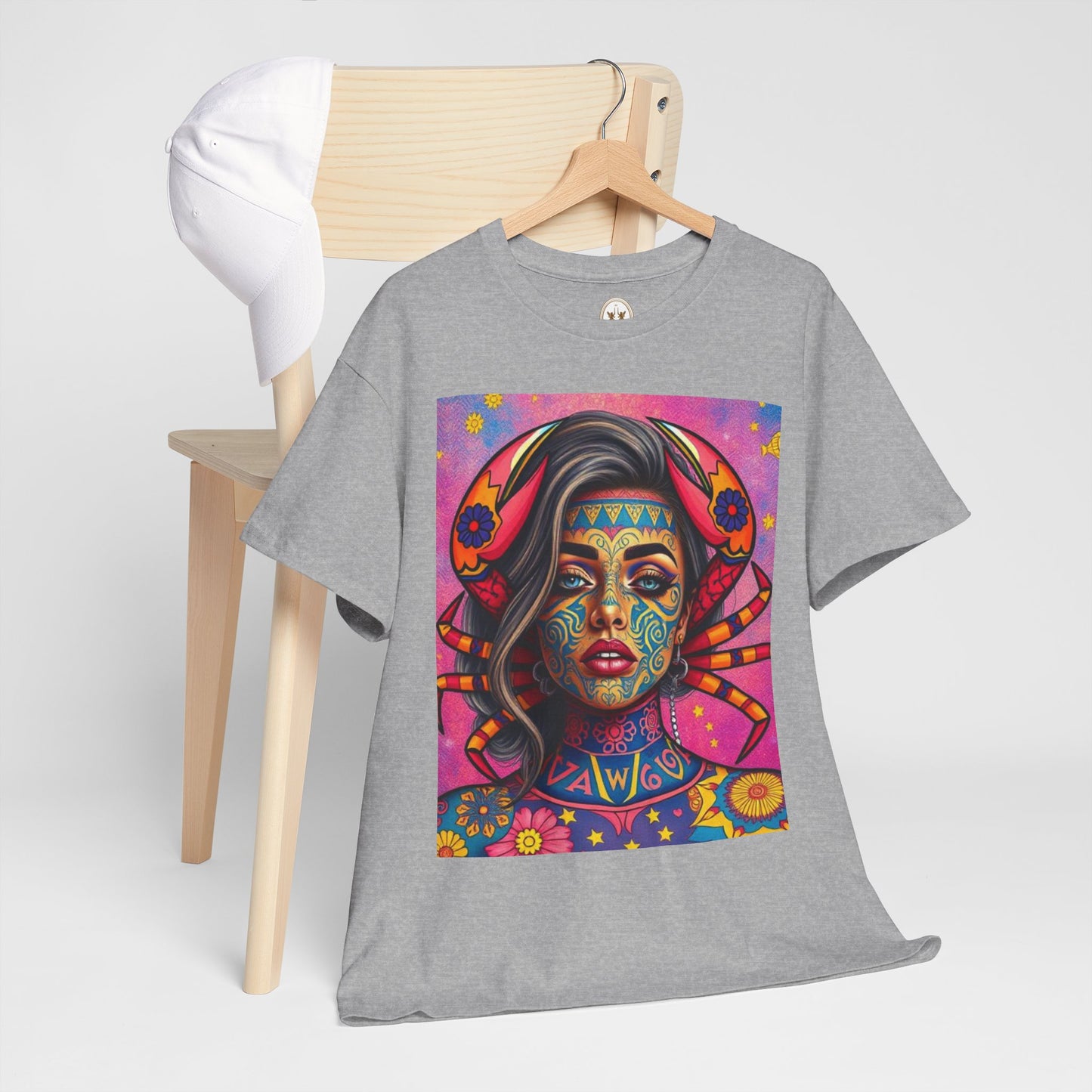 Unisex Heavy Cotton T-Shirt, Cancer, Zodiac v3, Sexy Art