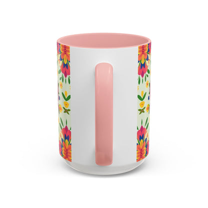 Accent Coffee Mug, Cancer, Zodiac v3, Flower Pattern, (11, 15oz)