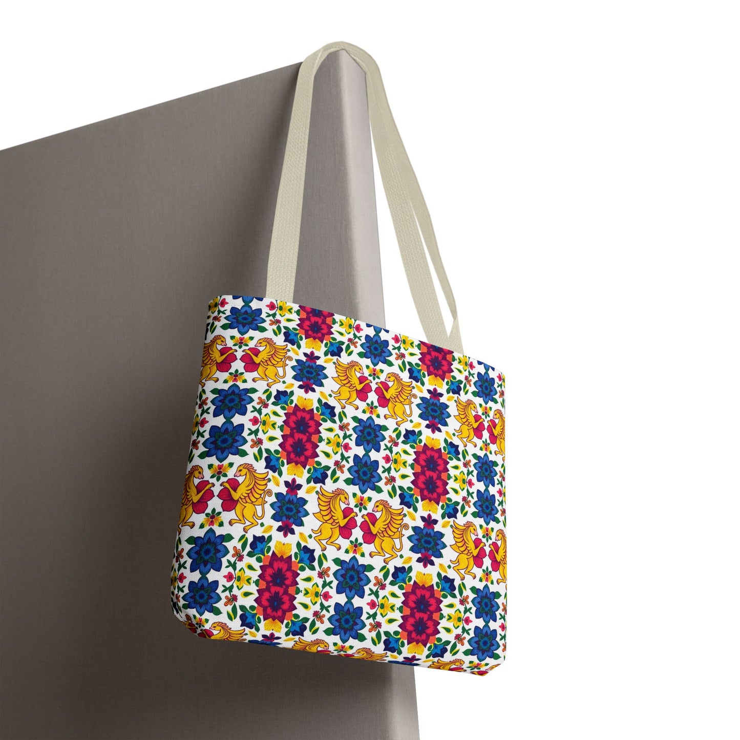 Tote Bag, (AOP), Gemini, Zodiac v6, Flower Pattern