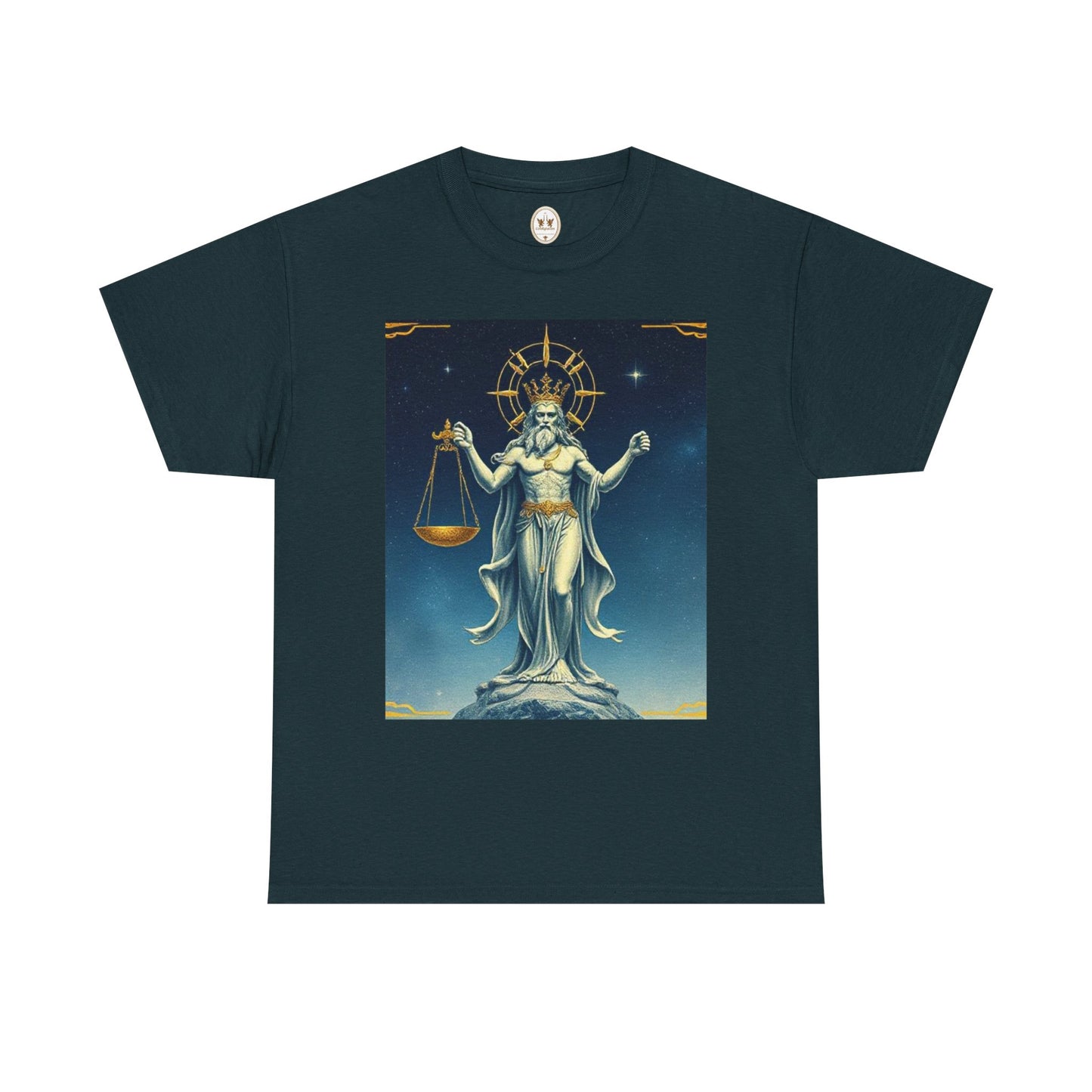 Unisex Heavy Cotton T-Shirt, Space, Libra God, Zodiac Design