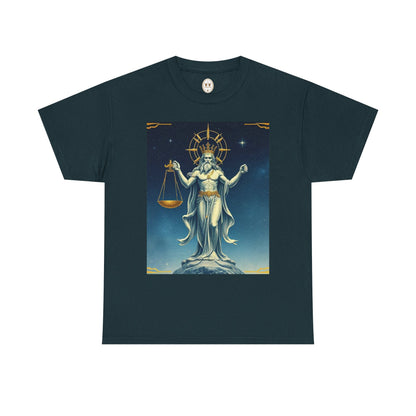 Unisex Heavy Cotton T-Shirt, Space, Libra God, Zodiac Design