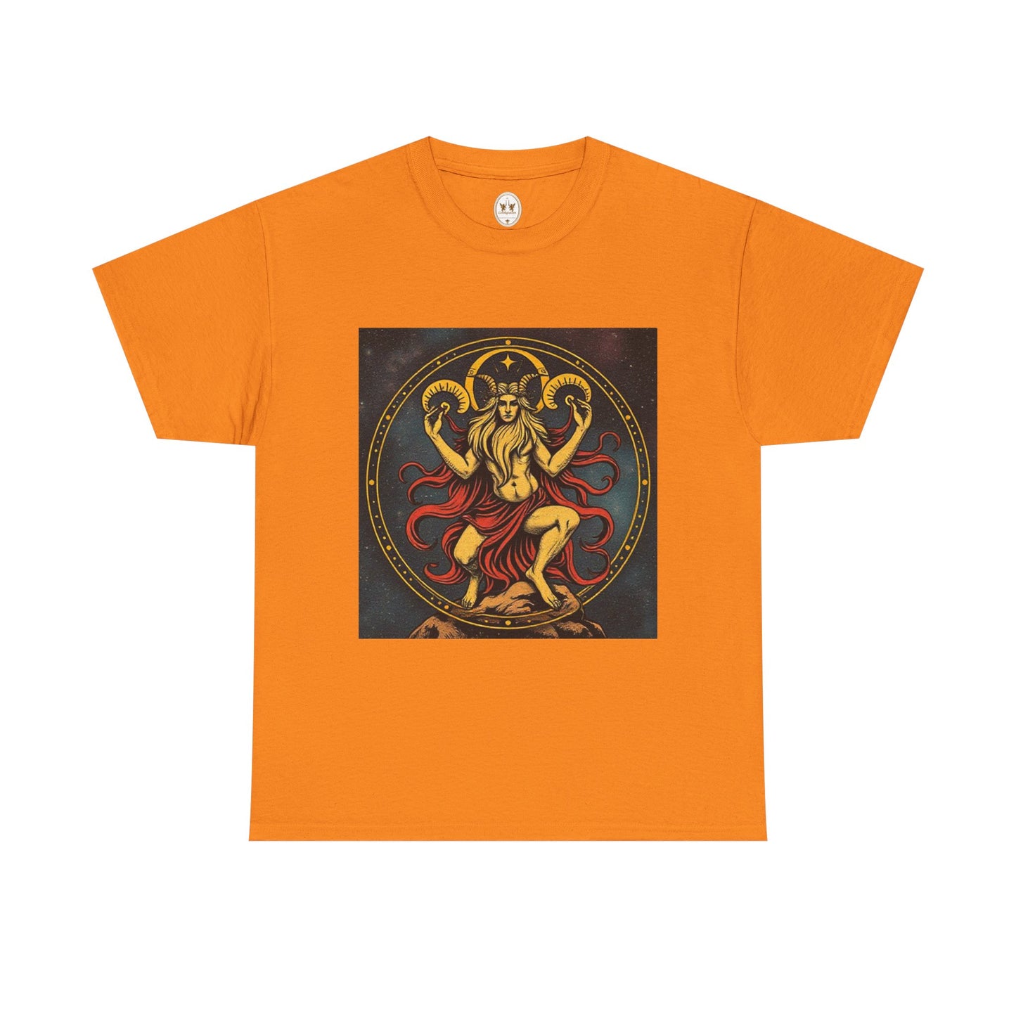 Unisex Heavy Cotton T-Shirt, Aries God 2v, Zodiac Design