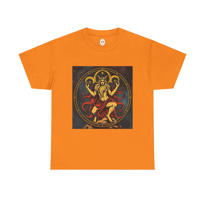 Unisex Heavy Cotton T-Shirt, Aries God 2v, Zodiac Design