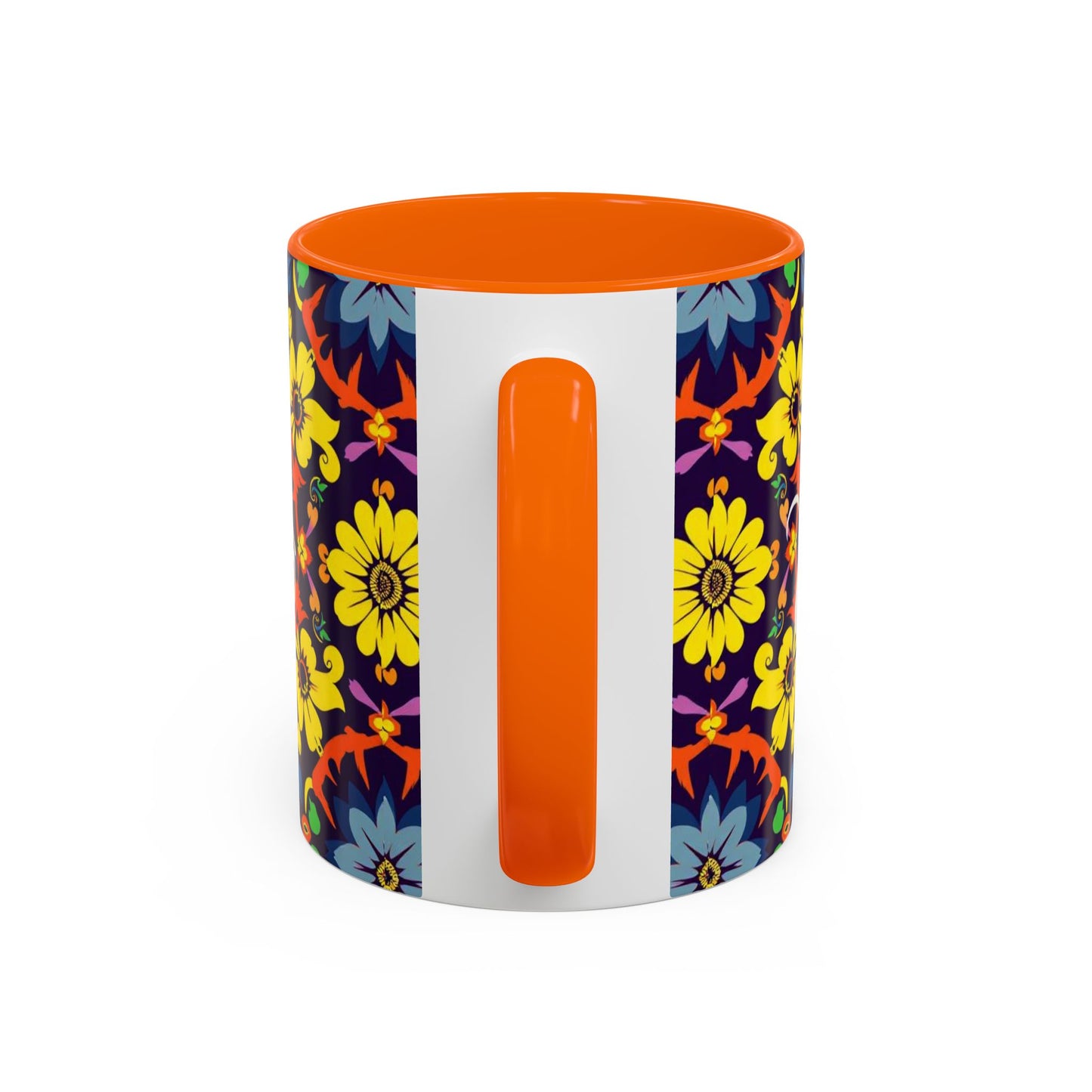 Accent Coffee Mug, Aquarius, Zodiac v1, Flower Pattern, (11, 15oz)