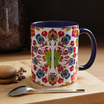 Accent Coffee Mug, Libra, Zodiac v1, Flower Pattern, (11, 15oz)