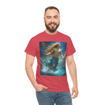 Unisex Heavy Cotton T-Shirt, Realistic, Aquarius Zodiac Design