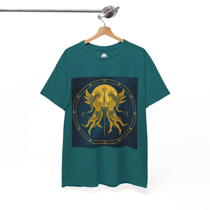 Unisex Heavy Cotton T-Shirt, Space Twins v3, Gemini Zodiac Design