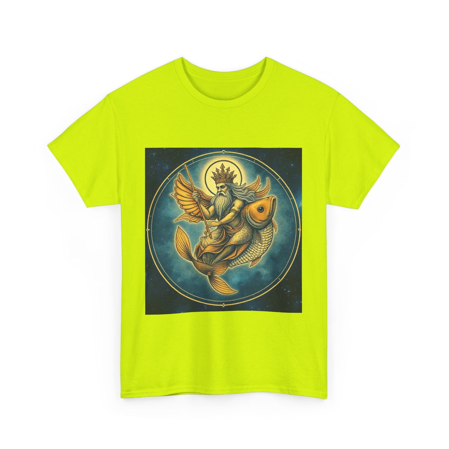 Unisex Heavy Cotton T-Shirt, Pisces King. Zodiac Design