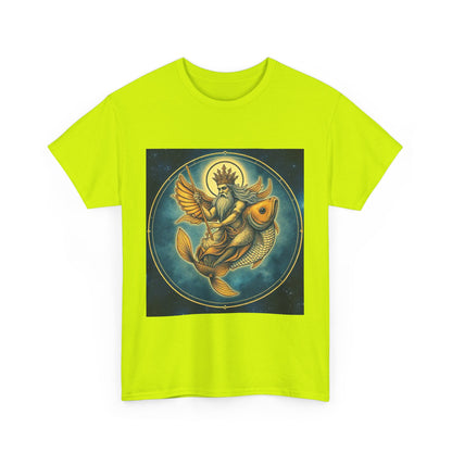 Unisex Heavy Cotton T-Shirt, Pisces King. Zodiac Design