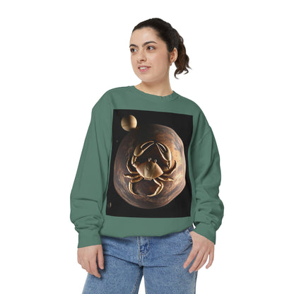Garment-Dyed Sweatshirt, Unisex, Space Animal Design v1, Cancer