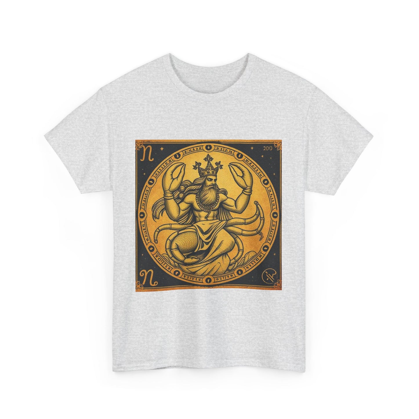 Unisex Heavy Cotton T-Shirt, Crab King, Cancer Zodiac Design