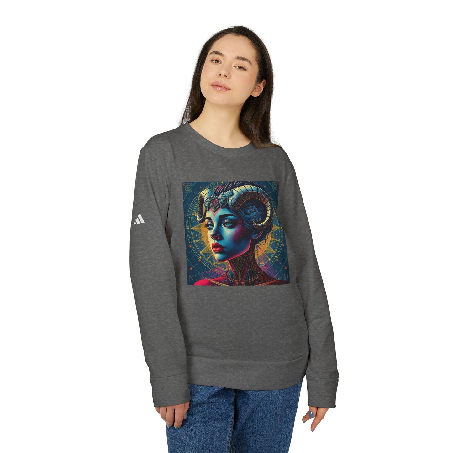 Adidas, Unisex Fleece Crewneck Sweatshirt, Aries, Pop Art, Zodiac
