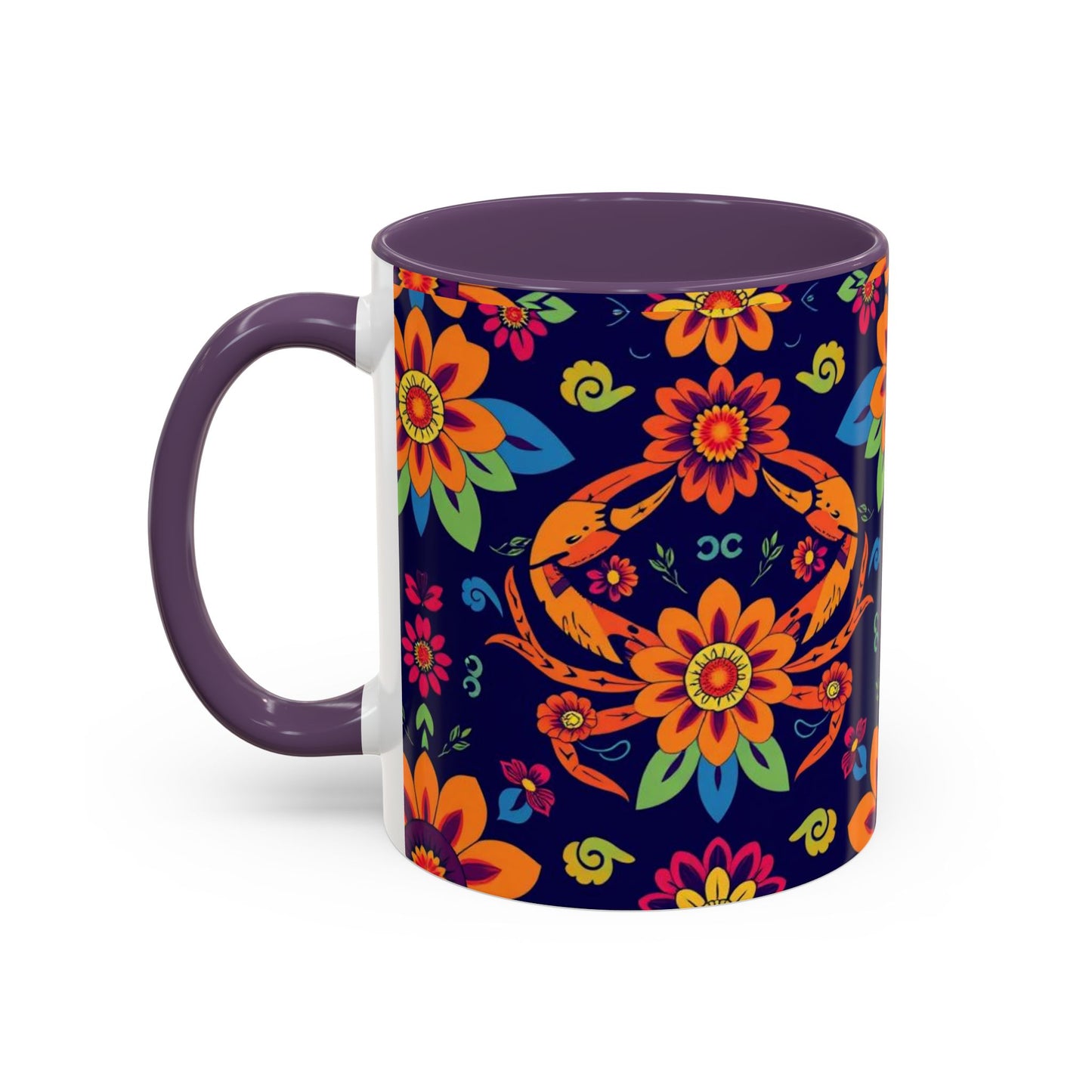 Accent Coffee Mug, Cancer, Zodiac, Flower Pattern, (11, 15oz)