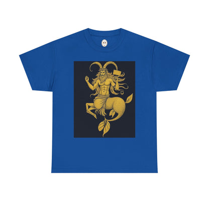Unisex Heavy Cotton T-Shirt, Capricorn God, Zodiac Design