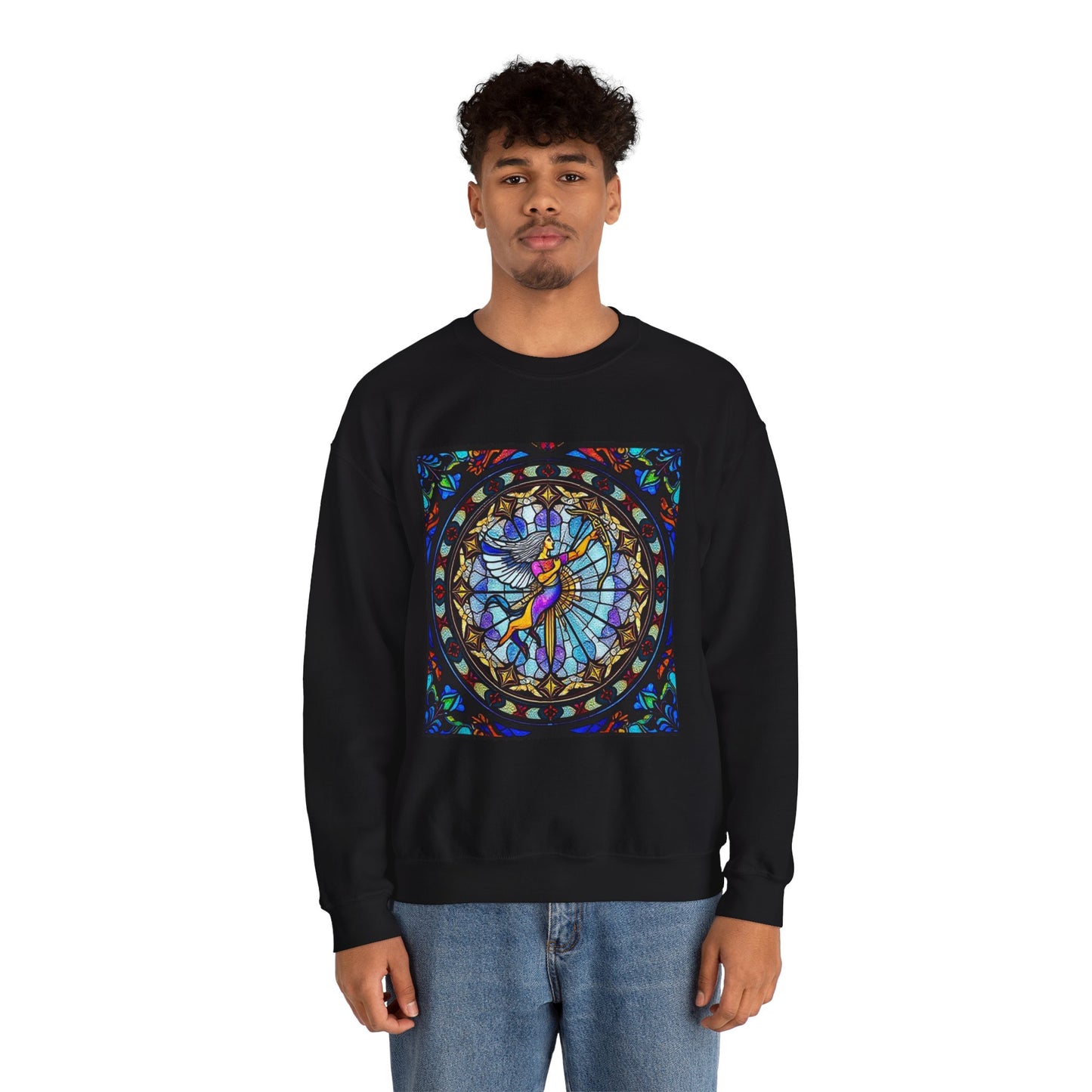 Unisex Heavy Blend™ Crewneck Sweatshirt, Glass, Sagittarius Zodiac Design