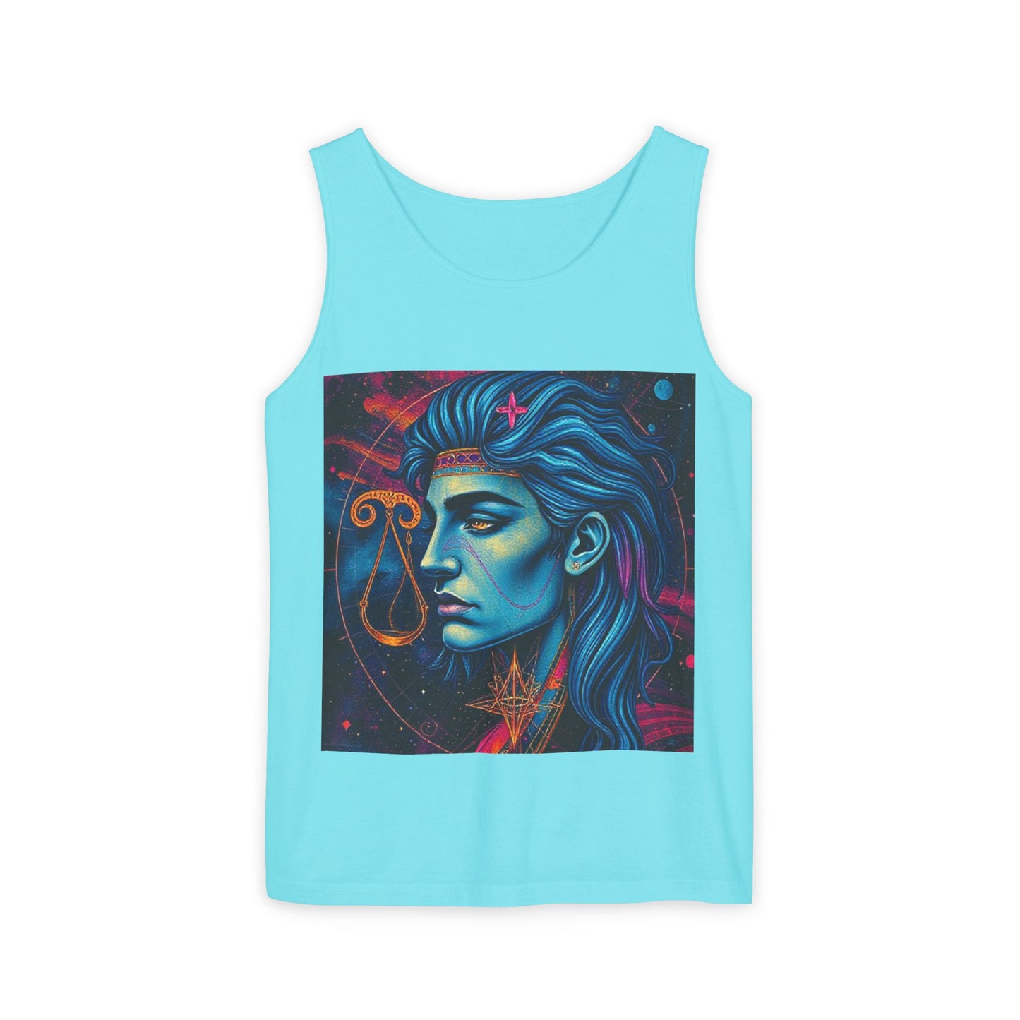 Unisex Garment-Dyed, Tank Top, Libra Design, Pop Art v1, 100% US cotton