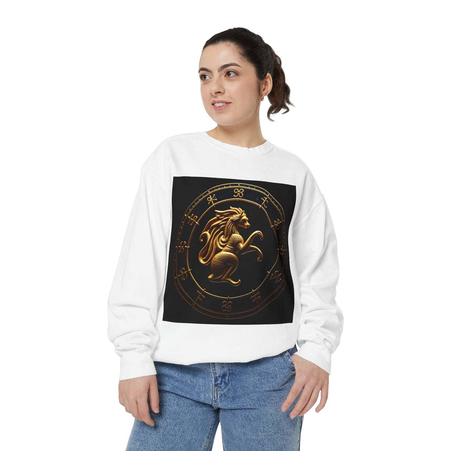 Garment-Dyed Sweatshirt, Unisex, Space Animal Design v1, Virgo
