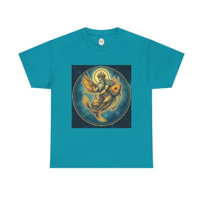 Unisex Heavy Cotton T-Shirt, Pisces King. Zodiac Design
